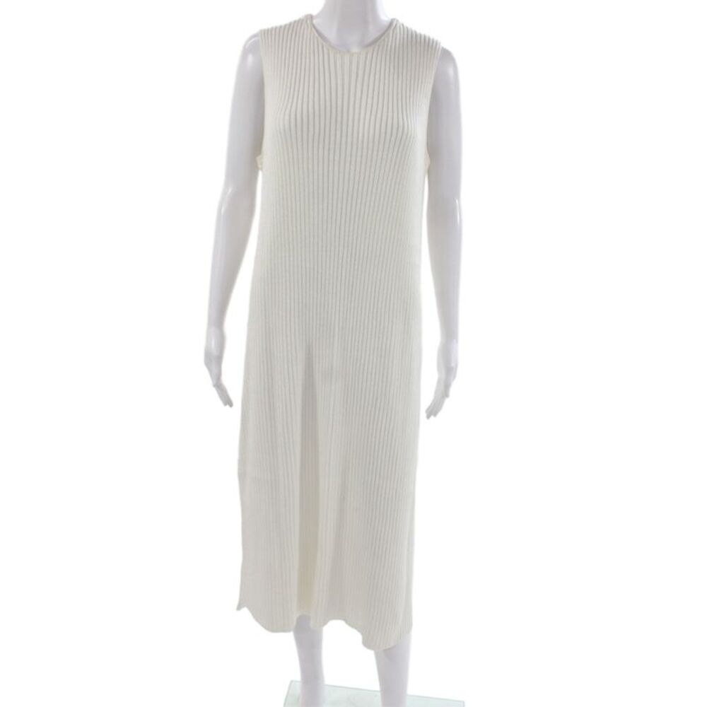 The Row Women Sweater Dress Ivory Striped Sleeveless Mid-Calf Viscose Size L